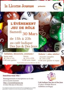 Événement Jeu de Rôle du 30 Mars 2024 @ Café Des Jus & des Jeux